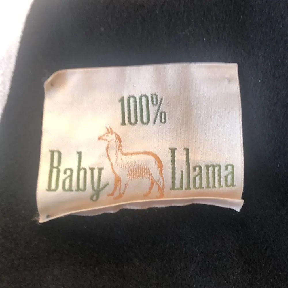 Vintage RANSOHOFFS black 100% baby Llama wool winter coat. Double breasted - Picture 9 of 17